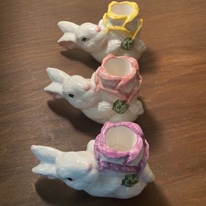Spring Melody Bunny Candle Holders Set of 3